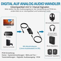 AUTOUTLET DAC Konverter 192kHz Digitális Analóg Audio Átalakító Hangerőszabályzóval SPDIF Toslink 3.5mm Jack Fejhallgató TV Játék 4