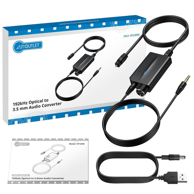 AUTOUTLET DAC Konverter 192kHz Digitális Analóg Audio Átalakító Hangerőszabályzóval SPDIF Toslink 3.5mm Jack Fejhallgató TV Játék