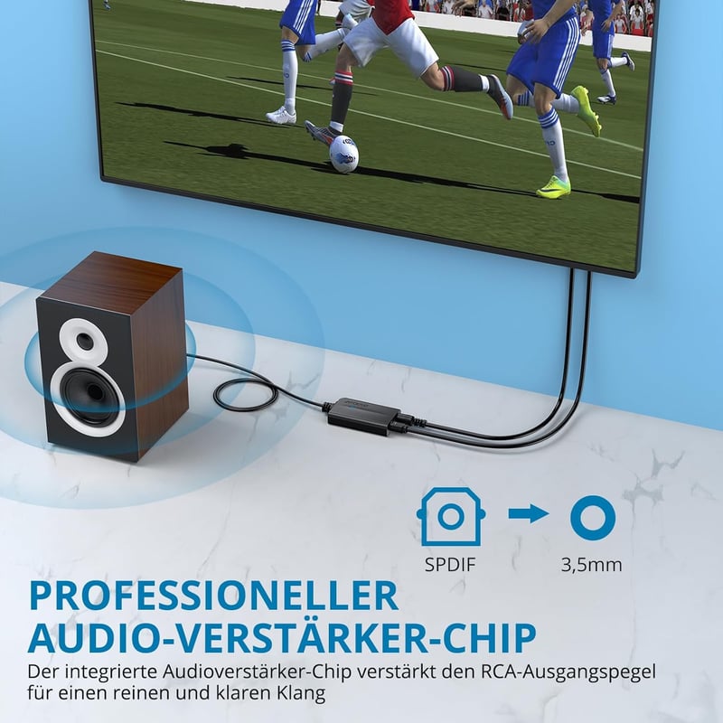 AUTOUTLET DAC Konverter 192kHz Digitális Analóg Audio Átalakító SPDIF Toslink 3.5mm Jack Kábellel TV Fejhallgató Gaming