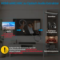 AUTOUTLET HDMI eARC/ARC Audio Extractor, 192kHz DAC prevodník, optický SPDIF adaptér, s 1M HDMI a optickým káblom, pre HDTV, soundbar a systémy domáceho kina 3
