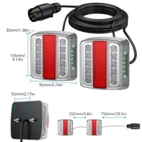 Súprava zadných LED svetiel AUTOUTLET na príves, 18 LED, 7,5 m kábel, 7-pólový konektor, 12V, norma E11, biela, skrutková montáž 5