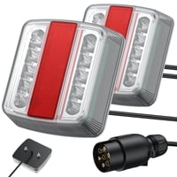 Súprava zadných LED svetiel AUTOUTLET na príves, 18 LED, 7,5 m kábel, 7-pólový konektor, 12V, norma E11, biela, skrutková montáž 7