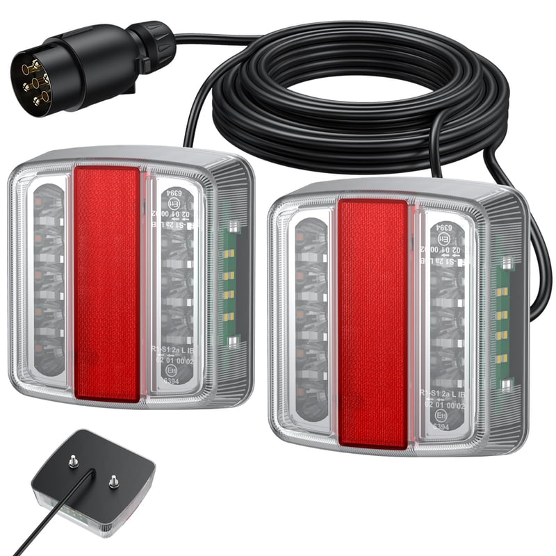 Súprava zadných LED svetiel AUTOUTLET na príves, 18 LED, 7,5 m kábel, 7-pólový konektor, 12V, norma E11, biela, skrutková montáž