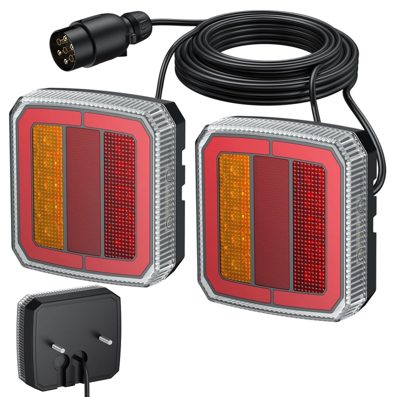 Sada zadných LED svetiel na príves AUTOUTLET 12-30V, 40 LED, so 7,35 m káblom, 7-pólová, vodotesnosť IP65, s certifikáciou E9, univerzálna pre osobné autá, nákladné autá a karavany