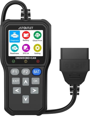 Dispozitiv de diagnoză auto OBD2 AUTOUTLET cu ecran color, funcție de citire a codurilor QR și testare a bateriei