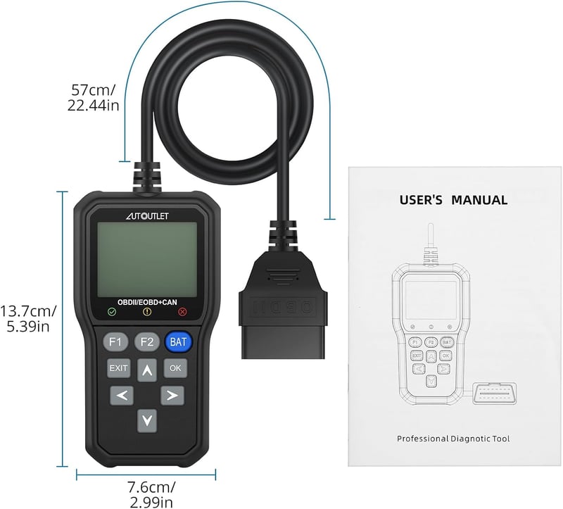 AUTOUTLET OBD2 Diagnosztikai Eszköz Színes Kijelzővel, QR Kód Olvasás és Akkuteszt Funkcióval