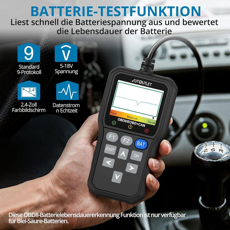 AUTOUTLET OBD2 Diagnosztikai Eszköz Színes Kijelzővel, QR Kód Olvasás és Akkuteszt Funkcióval
