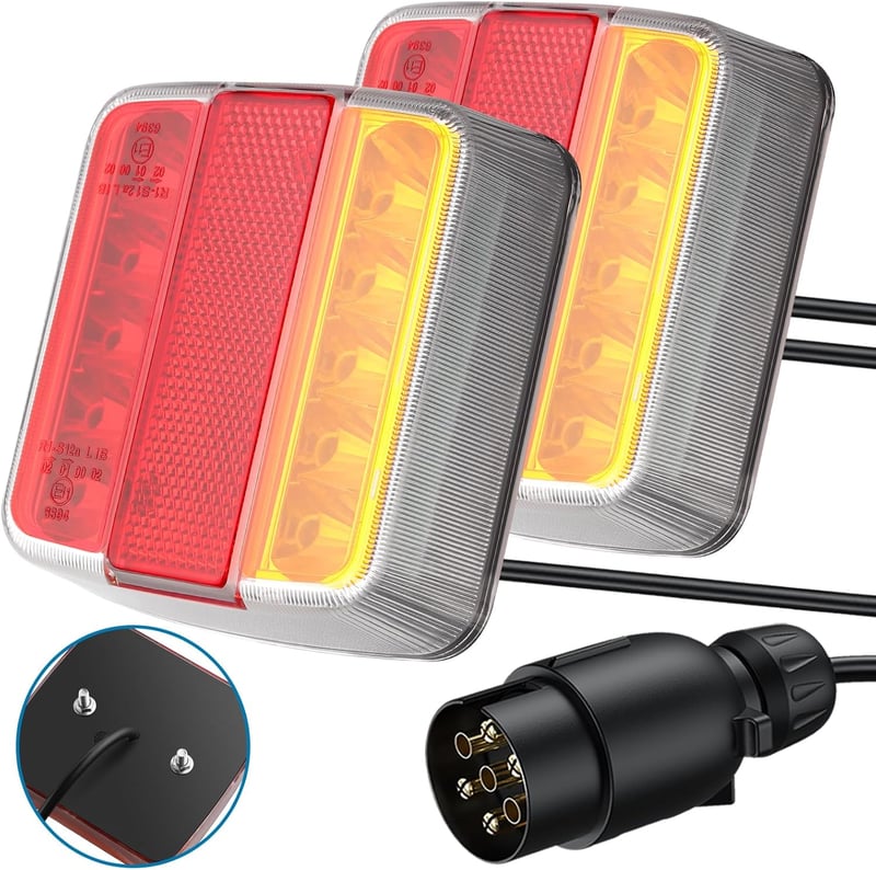 AUTOUTLET Utánfutó hátsó lámpa szett 18 LED, 7.5m kábel, 7 pólusú csatlakozó, E11