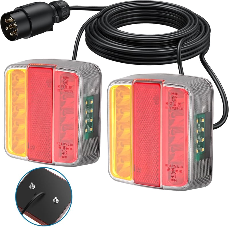 AUTOUTLET Utánfutó hátsó lámpa szett 18 LED, 7.5m kábel, 7 pólusú csatlakozó, E11