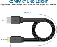 AUTOUTLET Wii HDMI Adapter - 1080P/720P Konverter 150cm Integrált Kábellel, Plug and Play Wii HDMI Átalakító Fekete 5