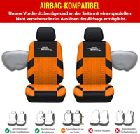 AUTOYOUTH Autóülés Huzat Univerzális Teljes Szett Narancssárga Védelem 4