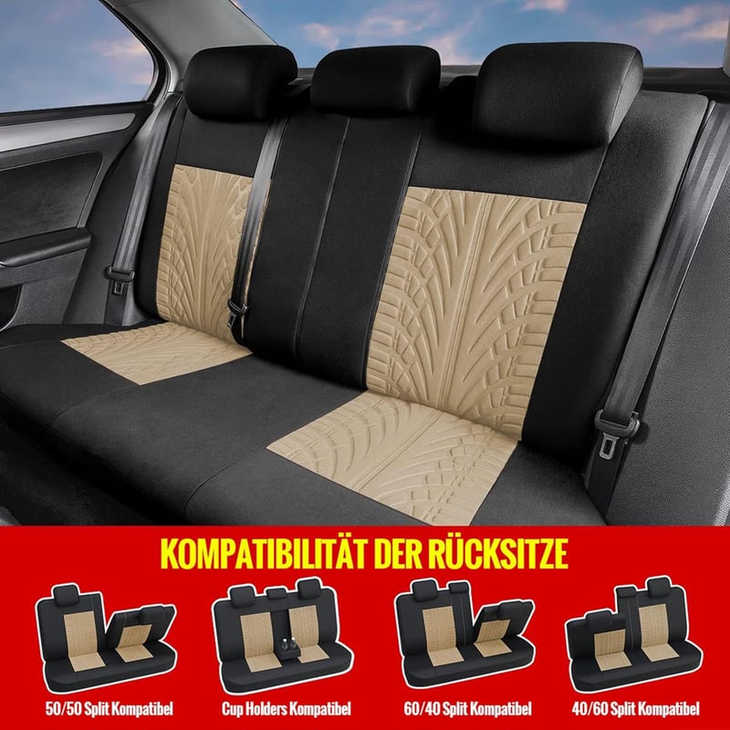 AUTOYOUTH Univerzális Autóülés Huzat Komplett Szett Beige Ülésprotektálás - Full set, beige