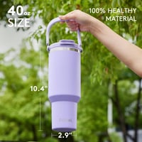 Autsel 1200ml Termobögre Fogantyúval - Dupla Falú Rozsdamentes Acél Hőszigetelő Pohár Szívószállal - BPA-mentes Vákuumszigetelt Utazó Bögre  4