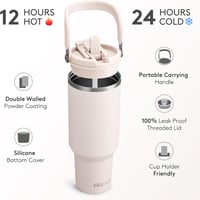 Autsel 1200ml Termobögre Fogantyúval - Rozsdamentes Acél Hőszigetelt Ivópohár Fedéllel és Szívószállal - BPA-mentes Utazó Kulacs 8 Órás Mele 2