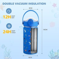 Autsel 420ml Rozsdamentes Gyerek Ivópalack Szívószállal és Fogantyúval BPA-Mentes 4
