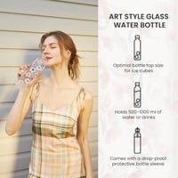Autsel 500 ml Boroszilikát Üveg Kulacs Neoprén Védőtokkal - Rózsaszín Hőszigetelt Cseppmentes Palack Sportoláshoz, Kültéri Tevékenységekhez 2