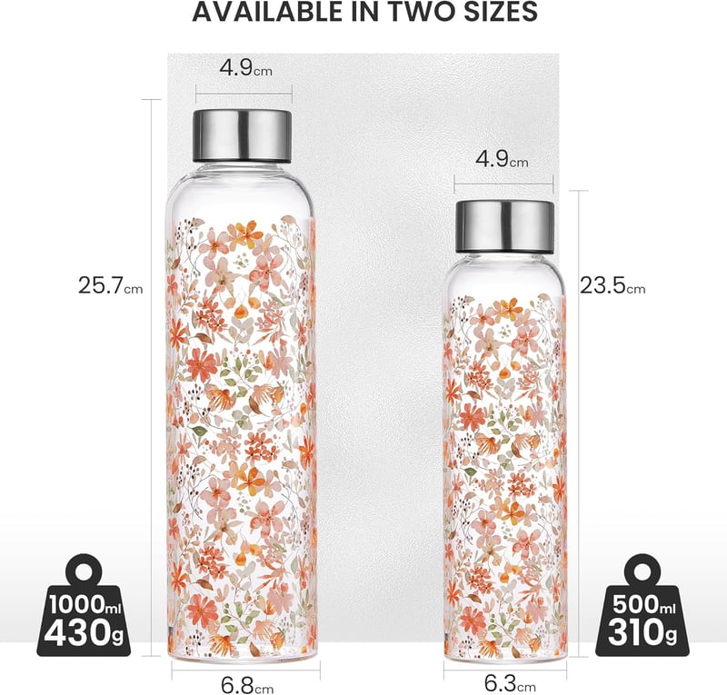 Autsel 500 ml Boroszilikát Üveg Sportpalack Neoprén Hüvellyel és Szorítómentes Fedéllel