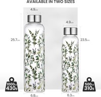 Autsel 500 ml Bórszilikát Üveg Kulacs Neoprén Védőhuzattal - Szivárgásmentes Palack Hideg-Meleg Italokhoz, Levelek Mintával, Sport és Túrázá 5