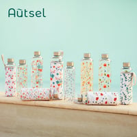 Autsel Bórszilikát Üveg Kulacs 1 Liter - Kék Neoprén Huzattal, Szivárgásmentes Sportpalack Túrázáshoz, Edzéshez 7