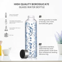 Autsel Bórszilikát Üveg Kulacs 1 Liter - Kék Neoprén Huzattal, Szivárgásmentes Sportpalack Túrázáshoz, Edzéshez 3