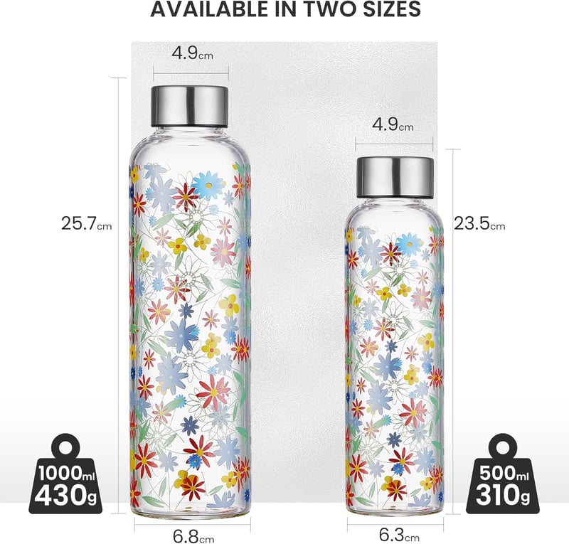 Autsel 500ml Boroszilikát Üveg Ivópalack Neoprén Hüvellyel és Tetővel