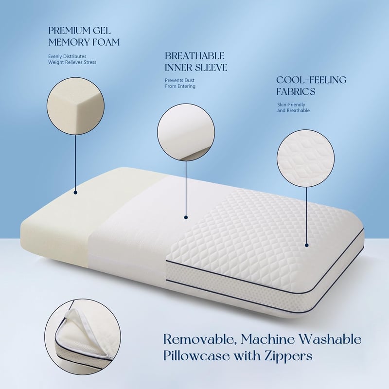 Autsel Ortopéd Gél Memory Foam Párna Oldalsó Alváshoz 70x40cm