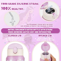 Autsel Rozsdamentes Acél Kulacs 500ml Szívószállal, Hőszigetelt Gyerek Ivópalack BPA-mentes, Lila Sellő Mintás Fiúknak Lányoknak 2