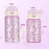 Autsel Rozsdamentes Acél Kulacs 500ml Szívószállal, Hőszigetelt Gyerek Ivópalack BPA-mentes, Lila Sellő Mintás Fiúknak Lányoknak 5