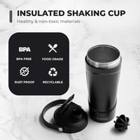 Autsel Rozsdamentes Acél Protein Shaker 750ml - Hőszigetelt Fitness Keverőpalack Keverőgolyóval, BPA-mentes, Fekete, Hidegen Tartó 5