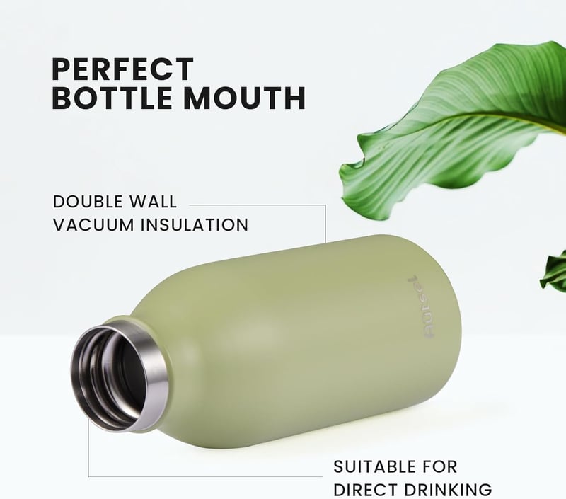 Autsel Rozsdamentes Acél Termosz 350ml - Dupla Falú Hőszigetelő Kulacs Hideg-Meleg Italokhoz - Zöld Utazó Palack Irodába, Sporthoz, Kempinge