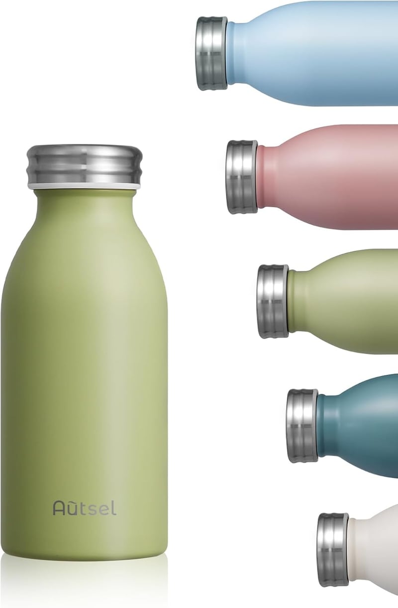 Autsel Rozsdamentes Acél Termosz 350ml - Dupla Falú Hőszigetelő Kulacs Hideg-Meleg Italokhoz - Zöld Utazó Palack Irodába, Sporthoz, Kempinge