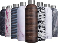 Autsel Rozsdamentes Acél Termosz 750ml - Szigetelt Vizes Palack Márvány-Arany Színben - BPA-mentes, Szivárgásmentes Kulacs Sporthoz, Túrázás 1