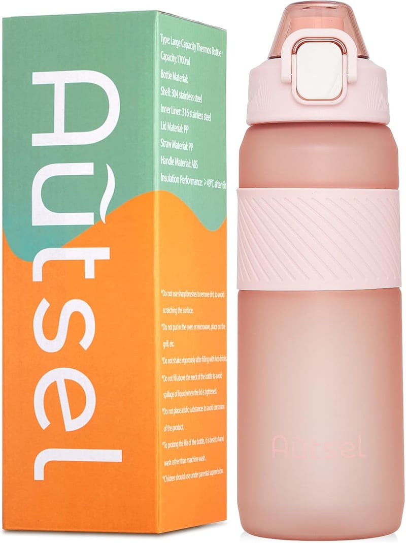 Autsel Sportkulacs 800ml - Szivárgásmentes Tritan Műanyag BPA-mentes Ivópalack Mérőskálával, 1 Kattintásos Nyitással Futáshoz, Edzéshez, Isk