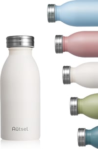 Autsel Termosz Kulacs 350ml - Rozsdamentes Acél Hőszigetelt Palack Hideg-Meleg Italokhoz, Szívószálas Dupla Falú Cseppmentes Dizájn, Krémszí 1