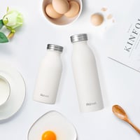 Autsel Termosz Kulacs 350ml - Rozsdamentes Acél Hőszigetelt Palack Hideg-Meleg Italokhoz, Szívószálas Dupla Falú Cseppmentes Dizájn, Krémszí 5