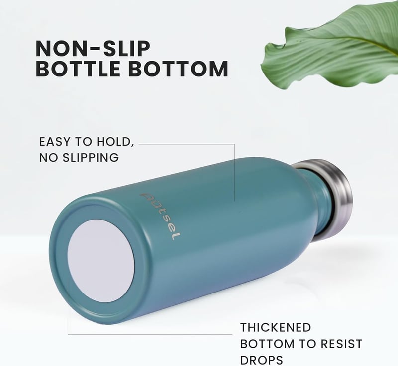 Autsel Termosz Kulacs 500ml - Rozsdamentes Acél Hőszigetelt Palack Hideg-Meleg Italokhoz, Kék, Szívószálas, Szivárgásmentes, Irodai, Sport, 