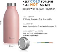 Autsel Termosz Rozsdamentes Acél 350ml Hideg-Meleg Italokhoz Rózsaszín 2