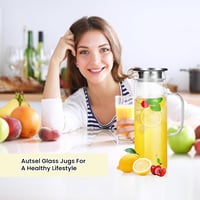 Autsel Üveg Kancsó 1,9 Liter - Boroszilikát Üveg Teáskanna Rozsdamentes Acél Szűrőfedéllel - Hőálló Vízkancsó Gyümölcsökhöz, Teához 6