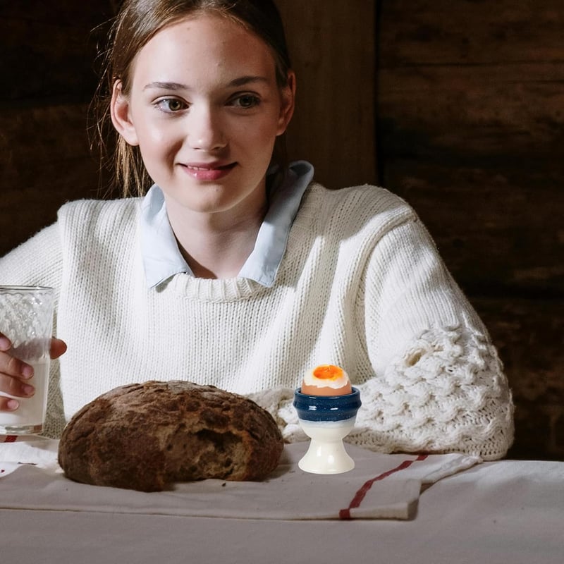 Autumnlife 4 részes porcelán tojástartó szett, kék tojásos pohár