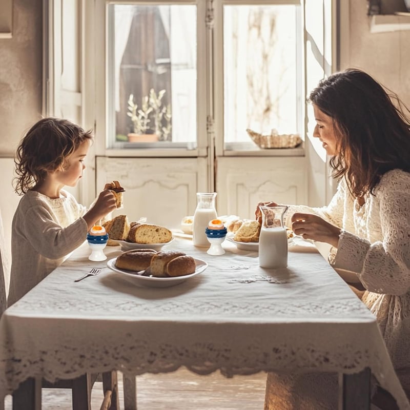 Autumnlife 4 részes porcelán tojástartó szett, kék tojásos pohár