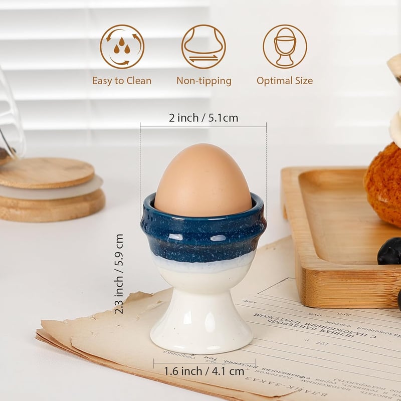 Autumnlife 4 részes porcelán tojástartó szett, kék tojásos pohár