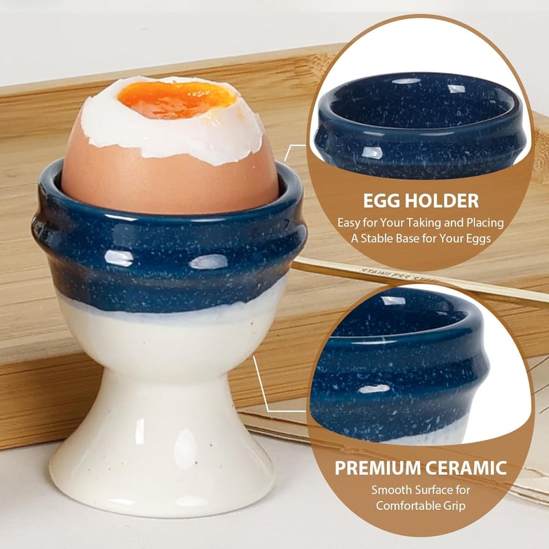 Autumnlife 4 részes porcelán tojástartó szett, kék tojásos pohár