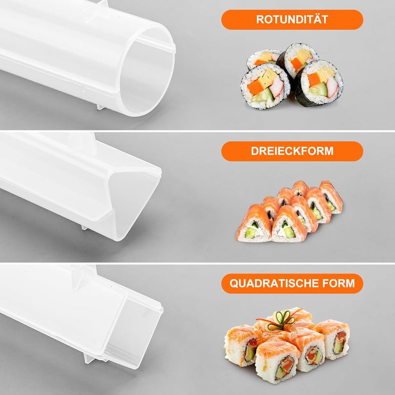 Aututer Sushi Készítő Szett 3 Formával Bambusz Szőnyeggel és Pálcikákkal