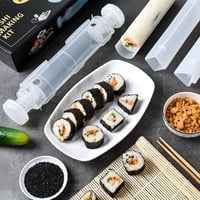 Aututer Sushi Készítő Szett 3 Formával Bambusz Szőnyeggel és Pálcikákkal 2
