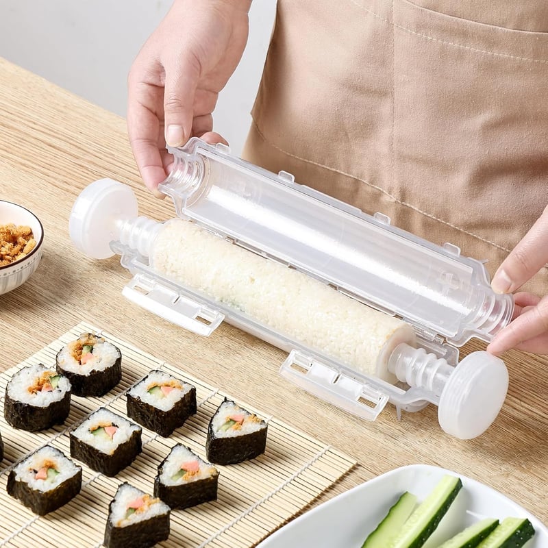 Aututer Sushi Készítő Szett 3 Formával Bambusz Szőnyeggel és Pálcikákkal