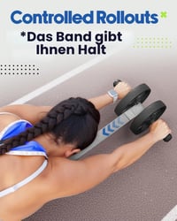 Auvstar Rolă pentru Abdomen Fitness cu Bandă de Rezistență și Mânere Antiderapante, Set Rolă Abdominală cu Auto-rulare și Genunchieră, Gri 2