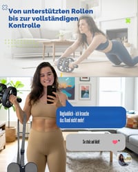 Auvstar Rolă pentru Abdomen Fitness cu Bandă de Rezistență și Mânere Antiderapante, Set Rolă Abdominală cu Auto-rulare și Genunchieră, Gri 5