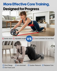 Auvstar Rolă pentru Abdomen Fitness cu Bandă de Rezistență și Mânere Antiderapante, Set Rolă Abdominală cu Auto-rulare și Genunchieră, Gri 7