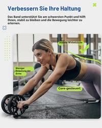 Auvstar Rolă pentru Abdomen Fitness cu Bandă de Rezistență și Mânere Antiderapante, Set Rolă Abdominală cu Auto-rulare și Genunchieră, Gri 3
