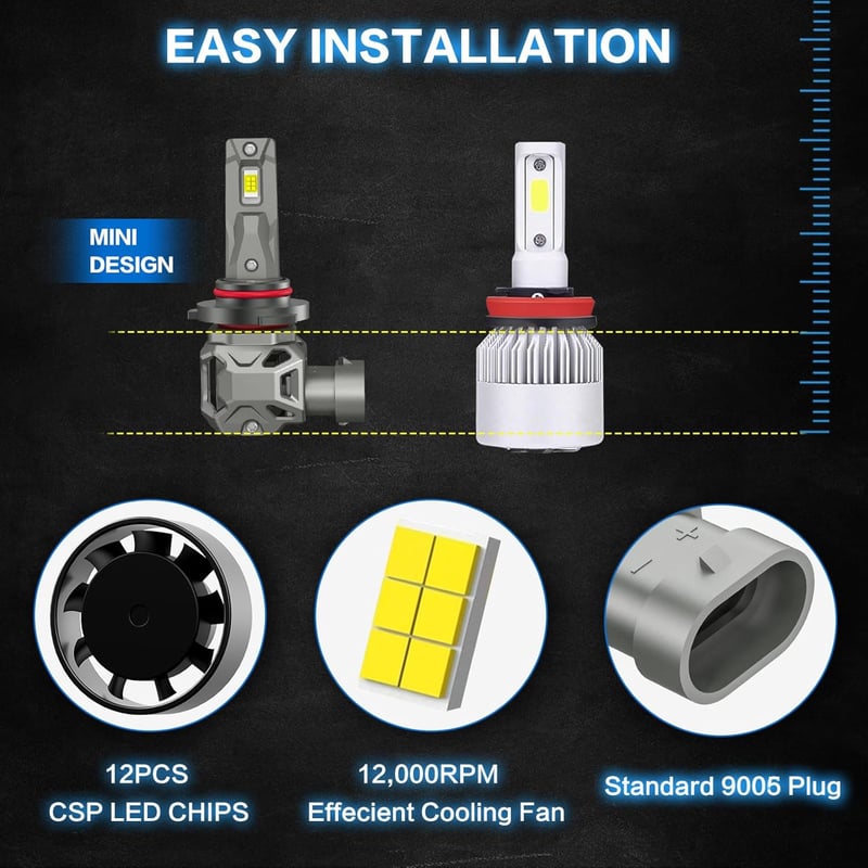 AUXIRACER HB3/9005 LED fényszóró 3000LM 120W 6500K fehér hiba nélküli autó lámpa csere szett